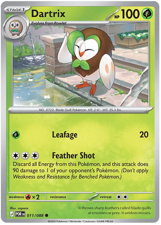 Pokémon Dartrix common kaart nummer 011 uit de set Perfect Order