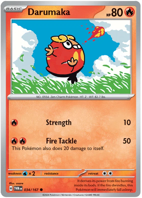 Pokémon Darumaka #034 common kaart uit de Twilight Masquerade set