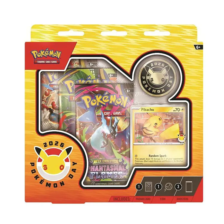 Vooraanzicht van de officiële Pokémon Day 2026 Anniversary Collection box met jubileumlogo.