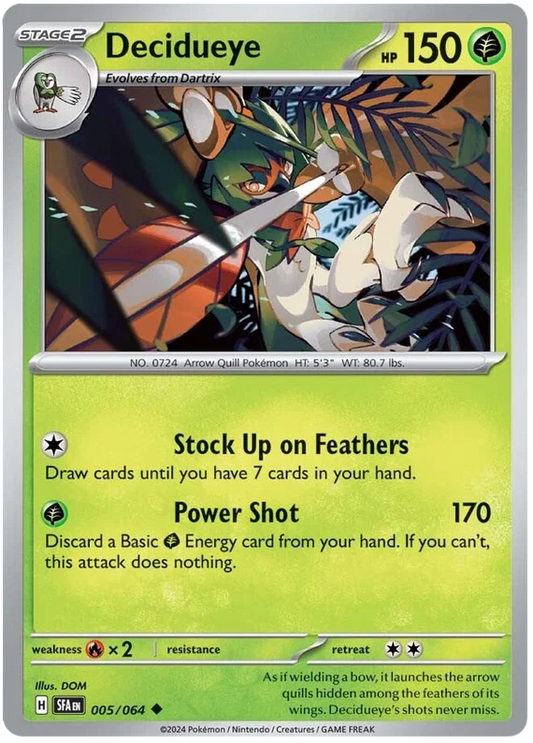 Pokémon Decidueye common kaart #005 uit de Shrouded Fable set