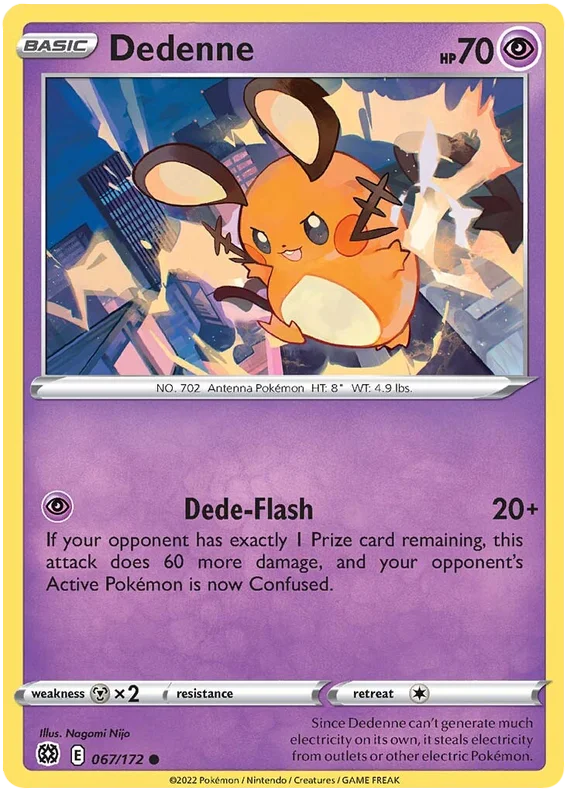 Pokémon Dedenne common kaart 067/172 uit de Brilliant Stars set