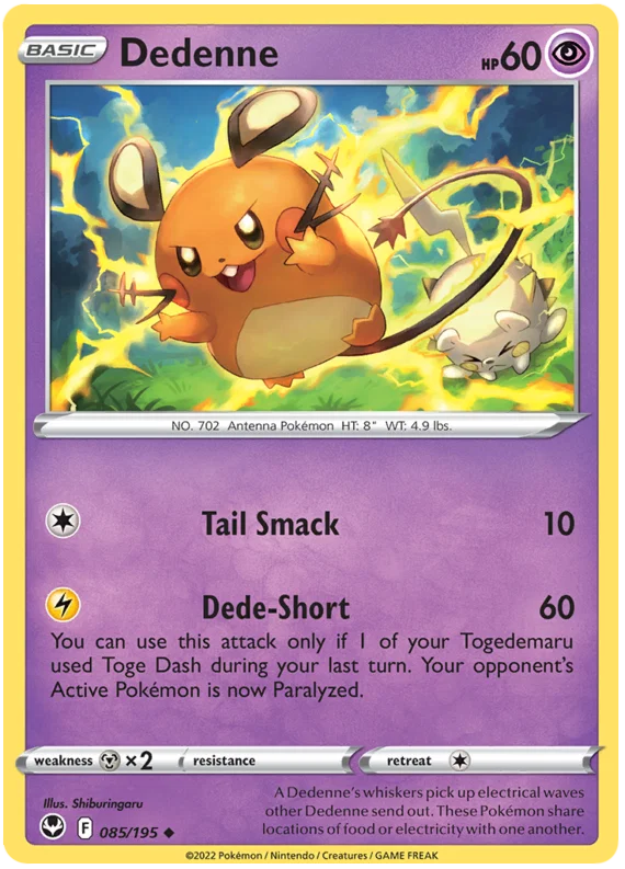 Dedenne common kaart #085 uit de Pokémon Silver Tempest set