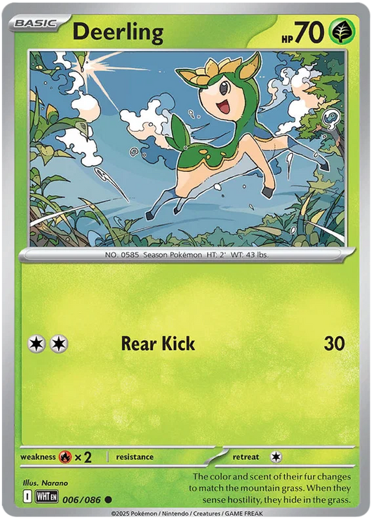 Pokémon Deerling common kaart nummer 006 uit de White Flare set