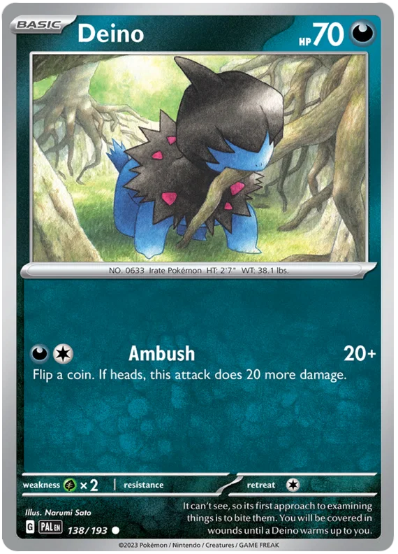 Pokémon Deino #138 common kaart uit de Paldea Evolved set