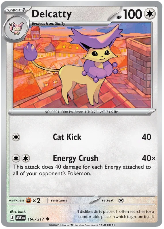 Pokémon Delcatty common kaart nummer 166 uit de set Ascended Heroes