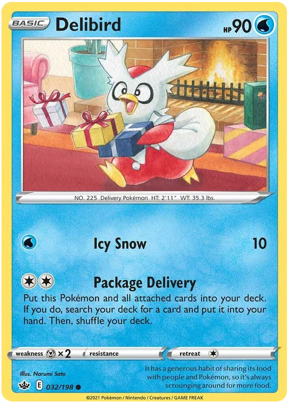 Pokemon Delibird common kaart 032/198 uit de Chilling Reign set