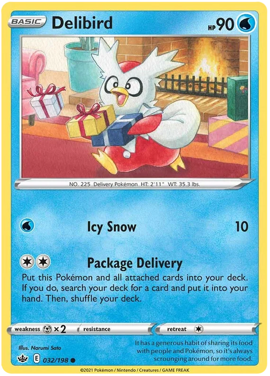 Pokemon Delibird common kaart 032/198 uit de Chilling Reign set