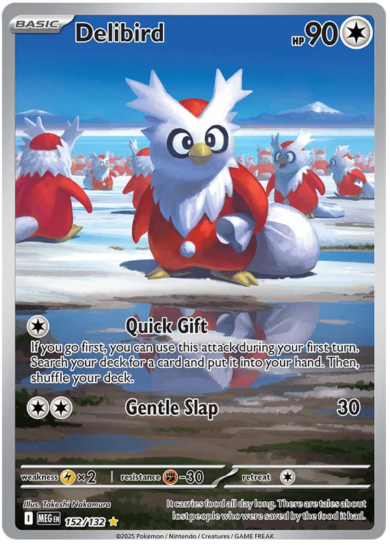 Pokémon Delibird Illustration Rare kaart nummer 152 uit de Mega Evolution set