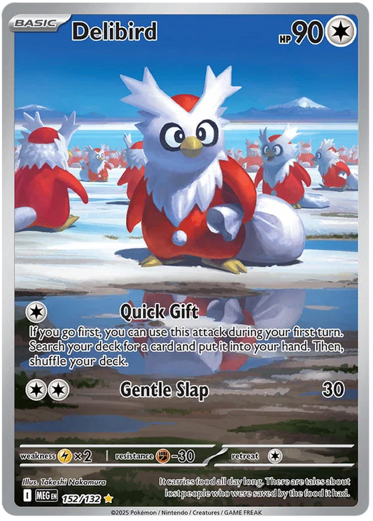 Pokémon Delibird Illustration Rare kaart nummer 152 uit de Mega Evolution set