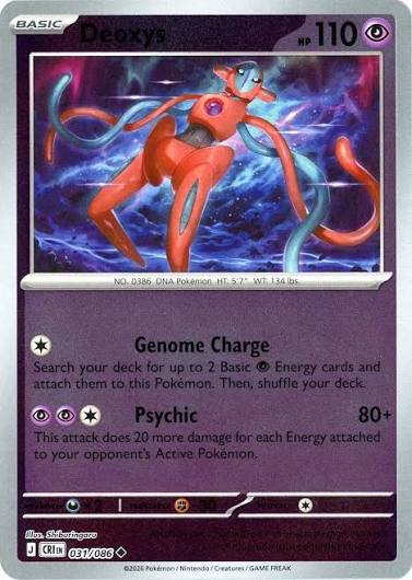 Deoxys reverse holo Pokémon kaart nummer 031 uit de Chaos Rising set