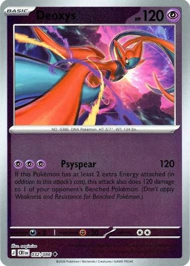 Deoxys reverse holo Pokémonkaart nummer 032 uit de set Chaos Rising