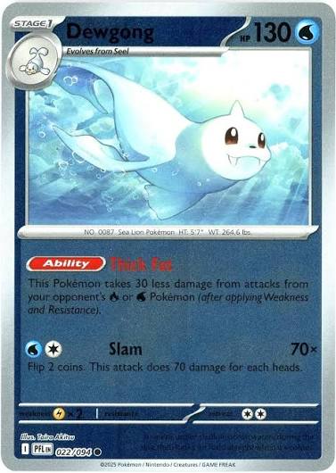 Dewgong reverse holo Pokémon kaart #022 uit de set Phantasmal Flames