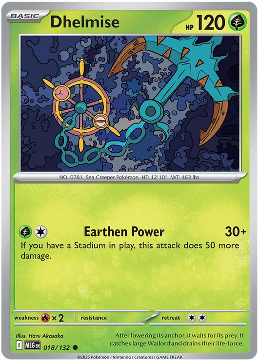 Pokémon Dhelmise #018 common kaart uit de Mega Evolution set