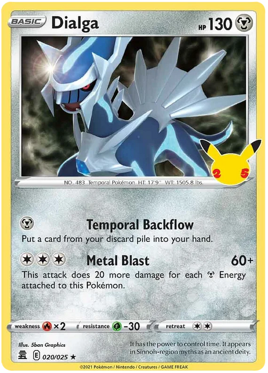 Pokémon Dialga Holo kaart uit de Celebrations set, kaartnummer 020/025
