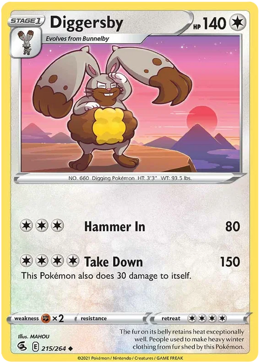 Pokémon Diggersby common kaart 215/264 uit de Fusion Strike set