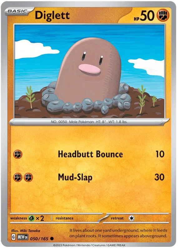 Pokémon Diglett #050 common kaart uit de 151 set
