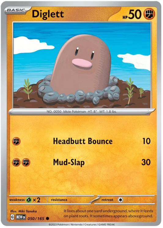 Pokémon Diglett #050 common kaart uit de 151 set