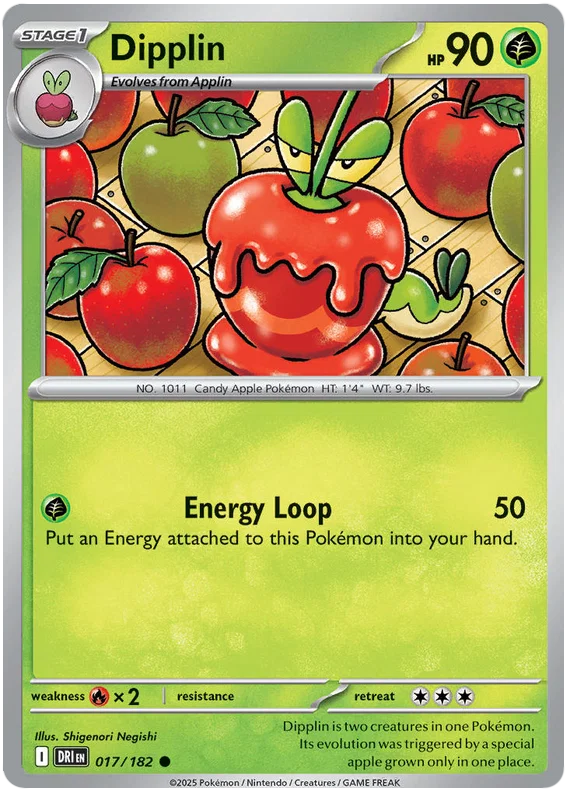 Pokémon Dipplin common kaart nummer 017 uit de Destined Rivals set