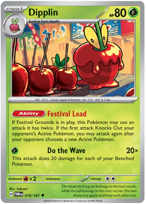 Pokémon Dipplin common kaart #018 uit de Twilight Masquerade set