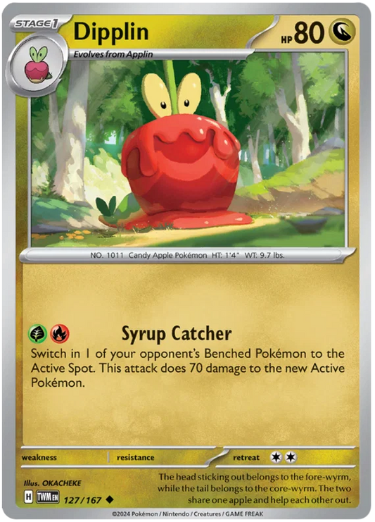 Dipplin common Pokemon kaart nummer 127 uit Twilight Masquerade set