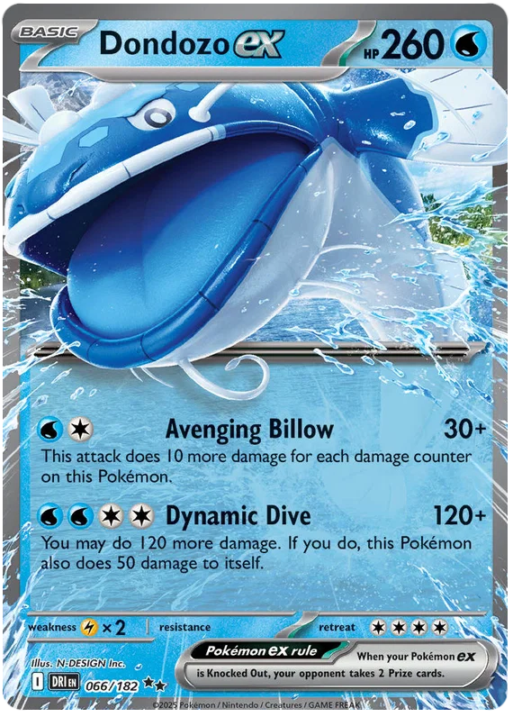 Pokémon Dondozo ex kaart nummer 066 uit de Destined Rivals set