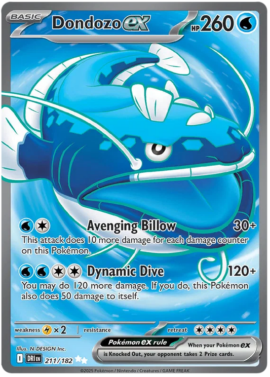Dondozo ex #211 Ultra Rare Pokémon kaart uit de Destined Rivals set