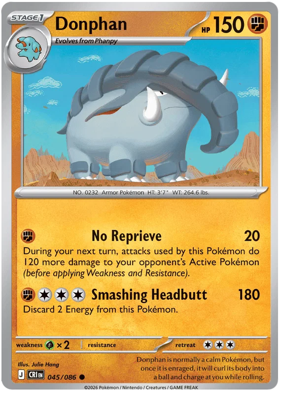 Pokémon Donphan #045 common kaart uit de Chaos Rising set