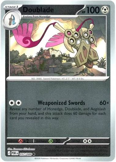 Pokémon Doublade Reverse Holo kaart nummer 057 uit de Perfect Order set