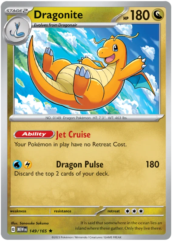 Pokémon Dragonite Holo #149/165 losse kaart uit de 151 set