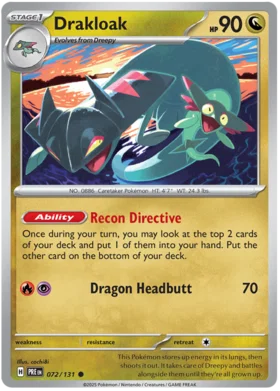 Pokémon Drakloak #072 common kaart uit de Prismatic Evolutions set
