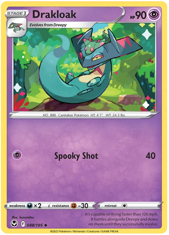 Drakloak common Pokémon kaart #088 uit de Silver Tempest set