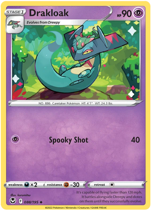 Drakloak common Pokémon kaart #088 uit de Silver Tempest set
