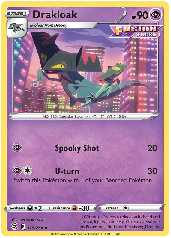 Drakloak common kaart #129/264 uit de Pokémon Fusion Strike set
