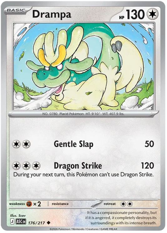 Pokémon Drampa kaart nummer 176 common uit de Ascended Heroes set