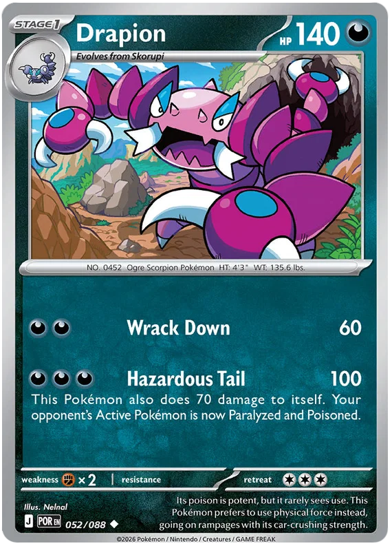 Drapion #052 common Pokémon kaart uit de Perfect Order set