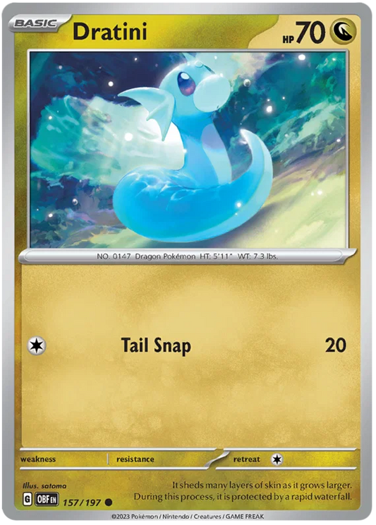Dratini common kaart #157 uit de Pokémon Obsidian Flames set