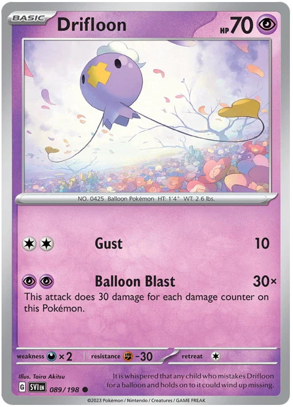 Drifloon common pokémonkaart #089/198 uit de Scarlet & Violet basisset