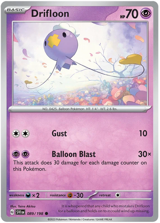 Drifloon common pokémonkaart #089/198 uit de Scarlet & Violet basisset