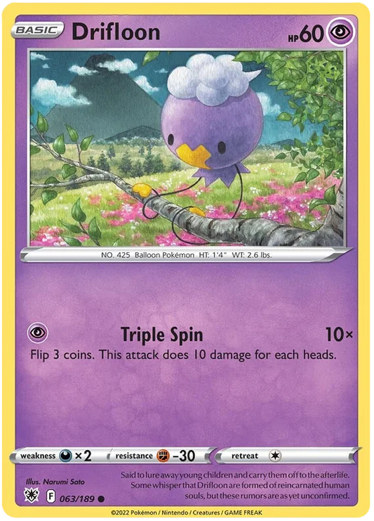 Drifloon common kaart nummer 063/189 uit de Pokémon Astral Radiance set