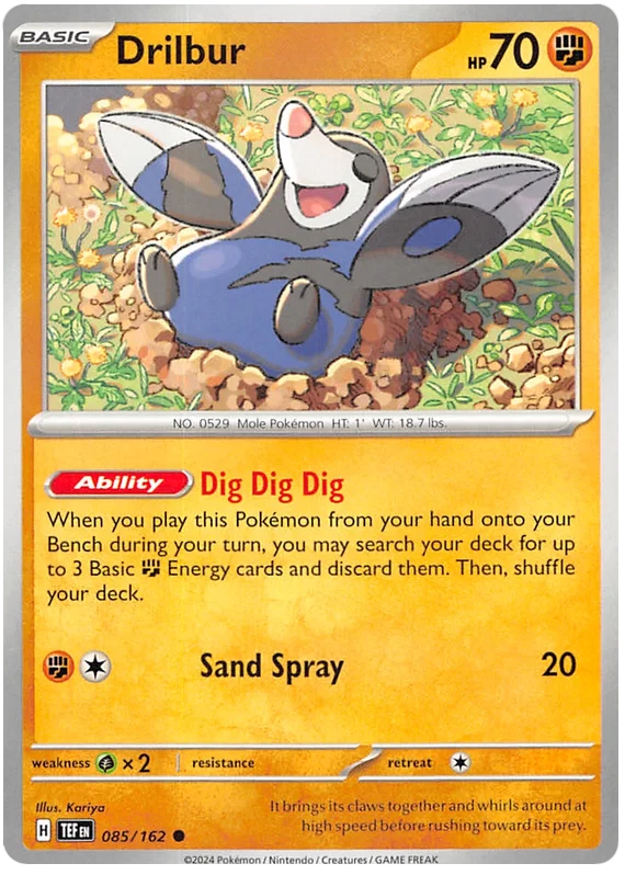 Pokémon Drilbur #085 common kaart uit de Temporal Forces set