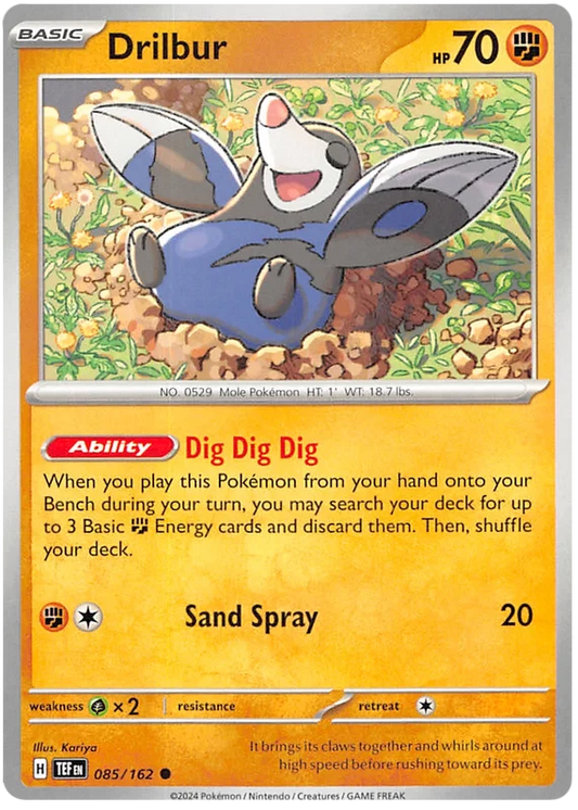 Pokémon Drilbur #085 common kaart uit de Temporal Forces set