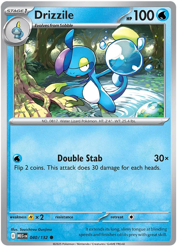 Pokémon kaart Drizzile common #040 uit de Mega Evolution set