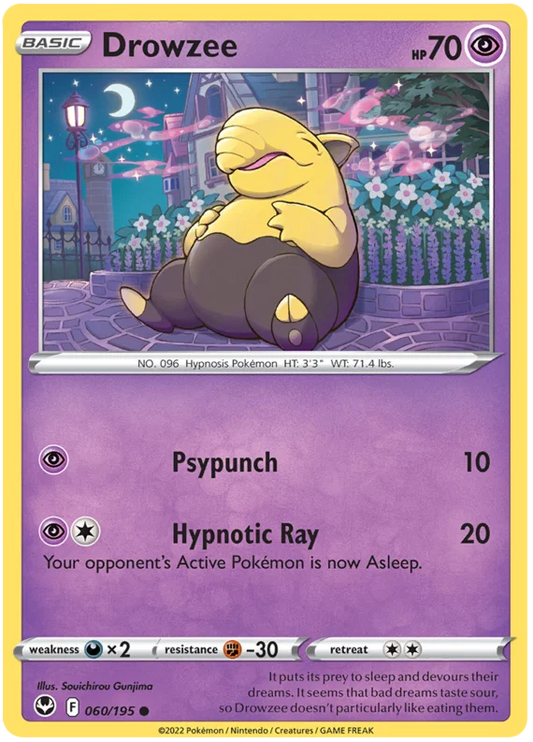 Drowzee common kaart #060 uit de Pokémon Silver Tempest set