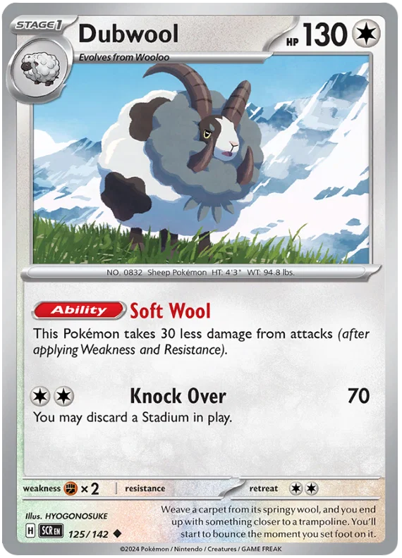 Pokémon Dubwool common kaart nummer 125 uit de Stellar Crown set