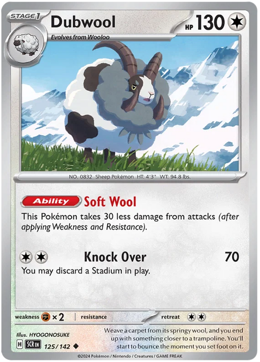 Pokémon Dubwool common kaart nummer 125 uit de Stellar Crown set