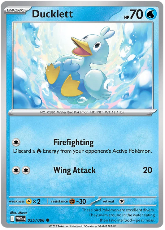 Pokémon Ducklett common kaart #025 uit de White Flare set
