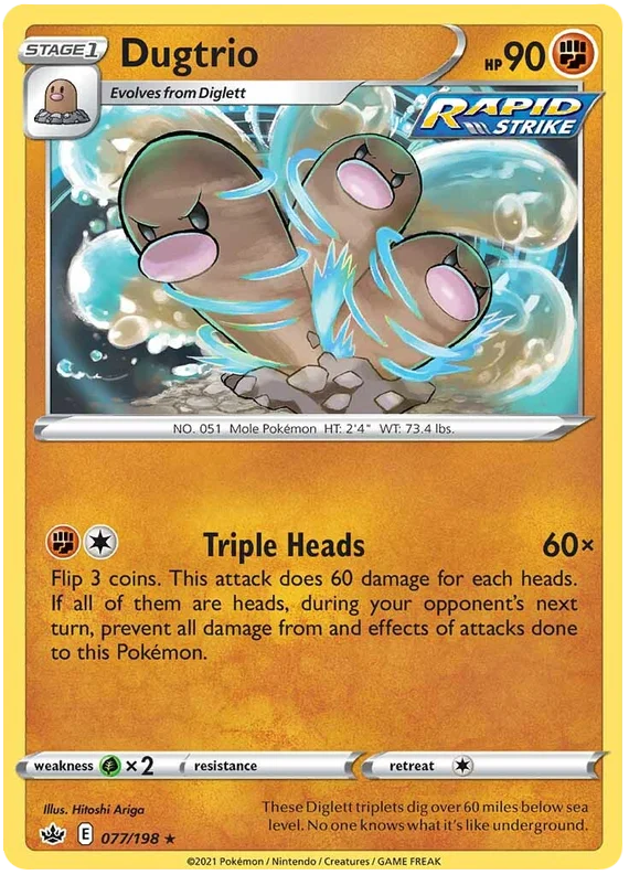 Dugtrio common #077/198 Pokémon kaart uit Chilling Reign, Rapid Strike Fighting-type