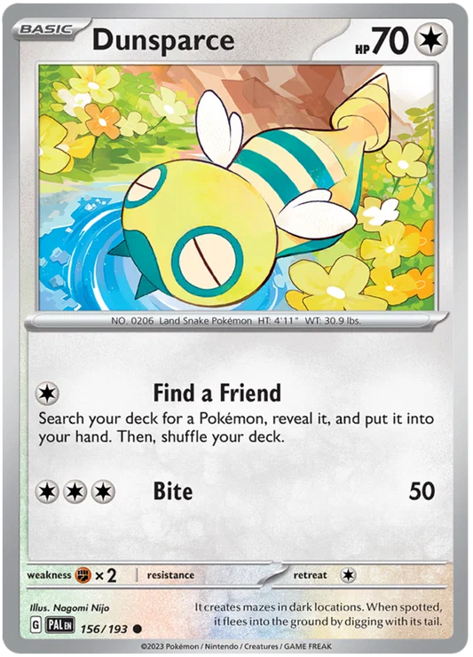 Pokémon Dunsparce #156 common kaart uit de Paldea Evolved set