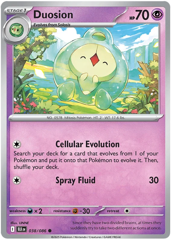 Pokémon Duosion #038 Common kaart uit de Black Bolt set