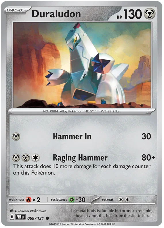 Duraludon common kaart #069 uit de Pokémon Prismatic Evolutions set